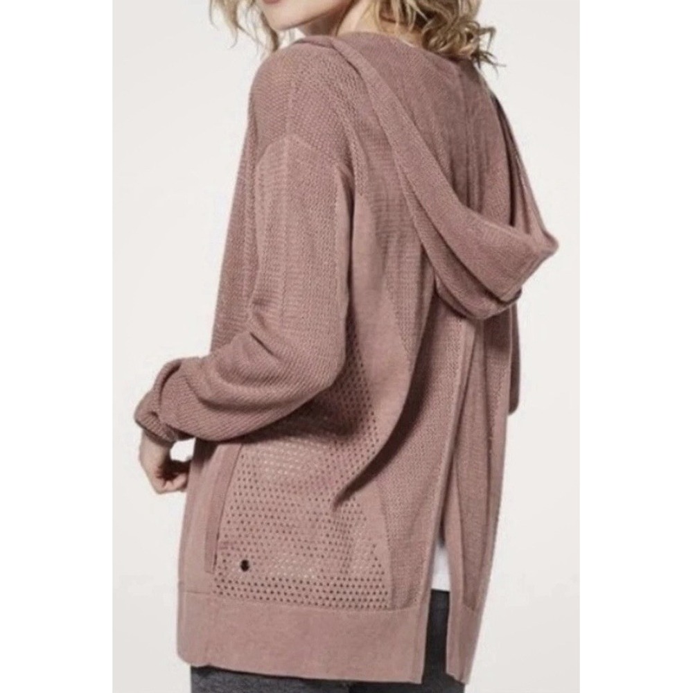 LULULEMON STILL MOVEMENT WRAP Hooded Split Sweater Heathered Quicksand Size 8NWT